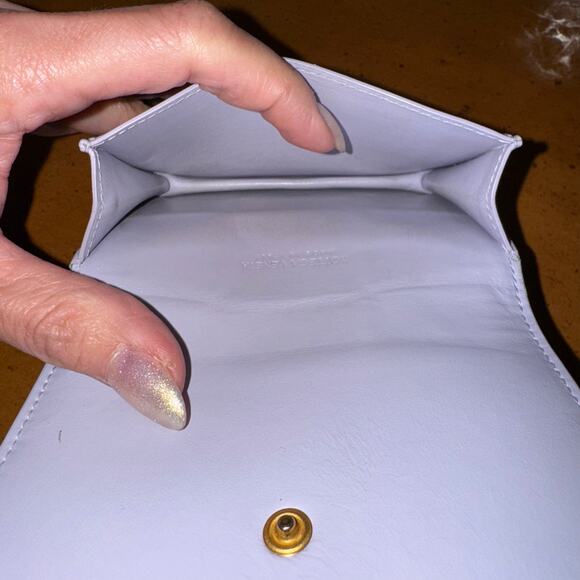 Bottega Veneta Maxi Intrecciato Card Holder Small Wallet Purple Lambskin - Picture 2 of 10